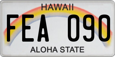 HI license plate FEA090