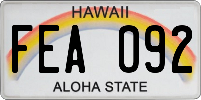HI license plate FEA092