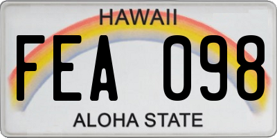 HI license plate FEA098