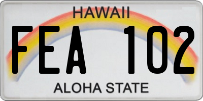 HI license plate FEA102