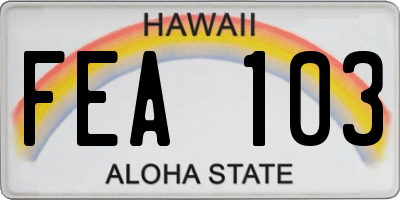 HI license plate FEA103