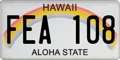 HI license plate FEA108