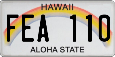 HI license plate FEA110
