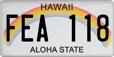 HI license plate FEA118