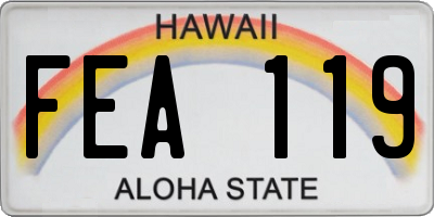 HI license plate FEA119