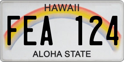 HI license plate FEA124