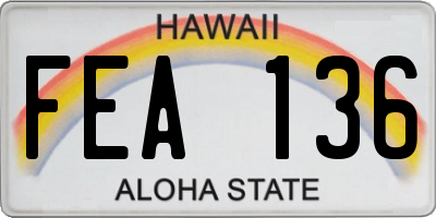 HI license plate FEA136