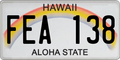 HI license plate FEA138