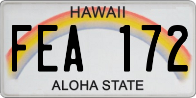 HI license plate FEA172