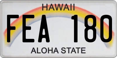 HI license plate FEA180