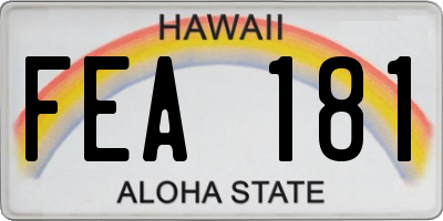 HI license plate FEA181
