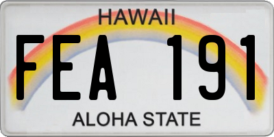 HI license plate FEA191