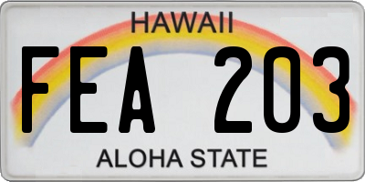 HI license plate FEA203