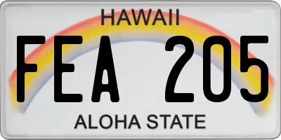 HI license plate FEA205