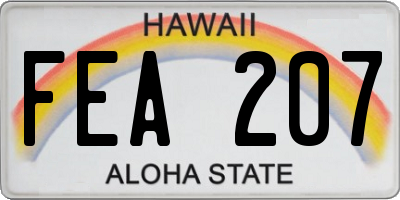 HI license plate FEA207