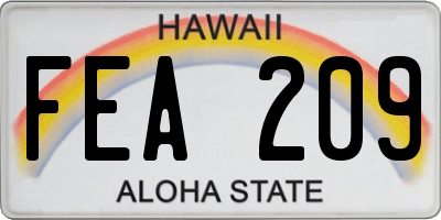 HI license plate FEA209