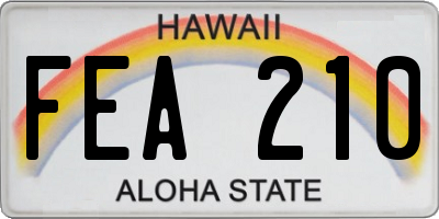 HI license plate FEA210