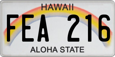 HI license plate FEA216