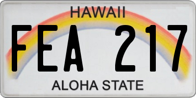 HI license plate FEA217