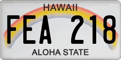 HI license plate FEA218