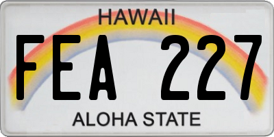 HI license plate FEA227