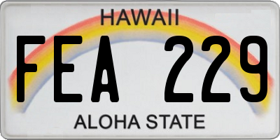 HI license plate FEA229