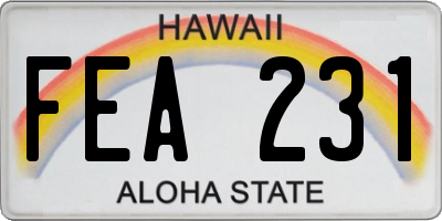 HI license plate FEA231