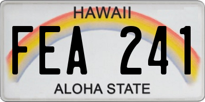 HI license plate FEA241