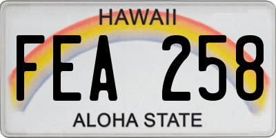 HI license plate FEA258