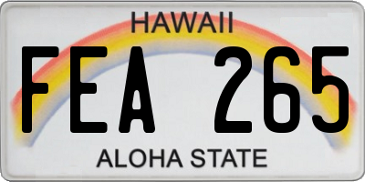 HI license plate FEA265