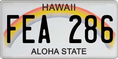 HI license plate FEA286