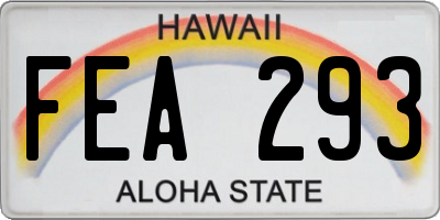 HI license plate FEA293