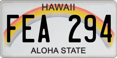 HI license plate FEA294