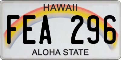 HI license plate FEA296