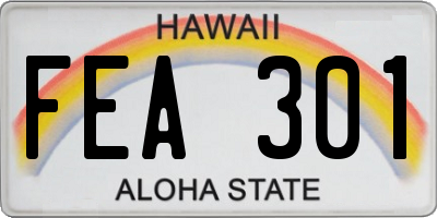 HI license plate FEA301