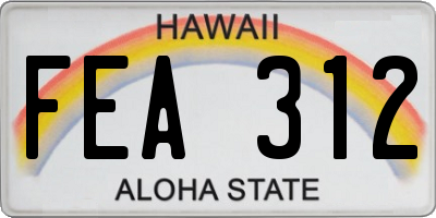 HI license plate FEA312