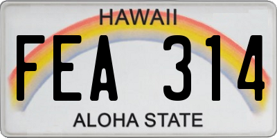HI license plate FEA314