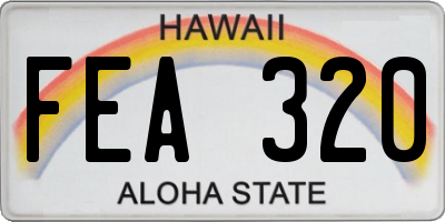 HI license plate FEA320