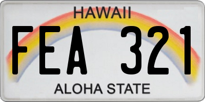 HI license plate FEA321