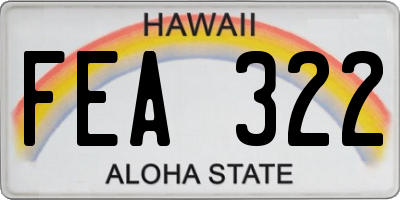 HI license plate FEA322