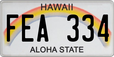 HI license plate FEA334