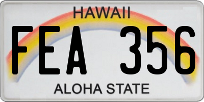HI license plate FEA356