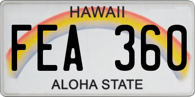 HI license plate FEA360