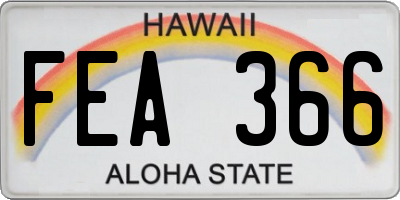HI license plate FEA366