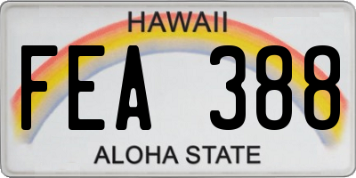 HI license plate FEA388