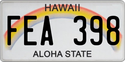 HI license plate FEA398