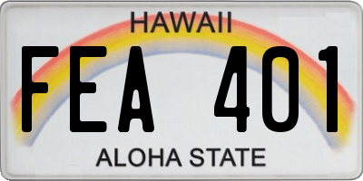 HI license plate FEA401