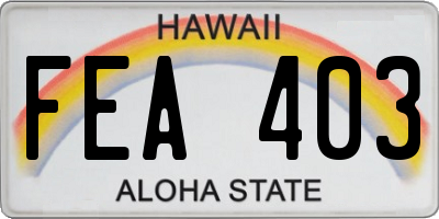 HI license plate FEA403