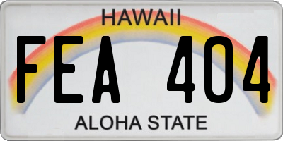 HI license plate FEA404
