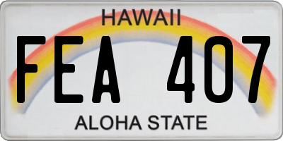 HI license plate FEA407